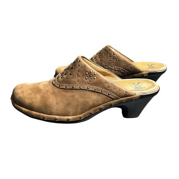 SOFFT women’s tan leather 10M slip on mules clog shows w heel NWOB - Picture 9 of 12